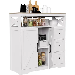 Shopentra Sideboard im Skandi-Stil, 100cm breit, viel Stauraum , Weiß , Holzwerkstoff , 40x105x100 cm , Kleinmöbel, Kommoden, Kommoden