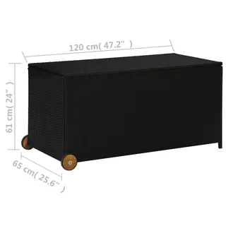 vidaXL Garten-Auflagenbox Schwarz 120x65x61 cm Poly Rattan