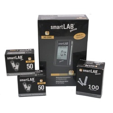 smartLAB genie Blutzuckermessgerät Bundel mit 100 Teststreifen und 100 Lanzetten | Messgeräte mit großem Display