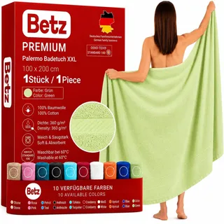 Betz Badetuch XXL 100x200 cm 100% Baumwolle – Weiches Frottee Saunatuch & Strandtuch – Pflegeleicht & saugstark – Palermo Serie – Farbe Grün
