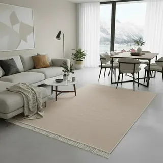 jimri Teppich Läufer - Tepiche für Wohnzimmer, Schlafzimmer, Küche, Kinderzimmer, Badezimmer - Boho Kelim - Läufer Flur, Beige, Größe: 120x170 cm