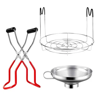 3-teiliges Einmachset aus Edelstahl mit Glasheber, Trichter und Gestell, spülmaschinenfest und rostfrei für das Einkochen mit Warmwasser