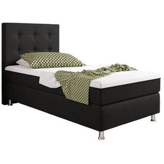 Mid.you Boxspringbett , Schwarz , Textil , H3 , 7-Zonen , 90x200 cm , Oeko-Tex® Standard 100 , Matratze, gepolstertes Kopfteil, Federkernmatratze, Topper durchgehend, in verschiedenen Größen erhältlich, Kingsize, Partnermatratze mit durchgehendem Bezug , Schlafzimmer, Betten, Boxspringbetten