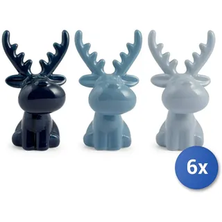 6x Rentier Aus Steingut / Steingut Sitzend Cm15,5 H&h