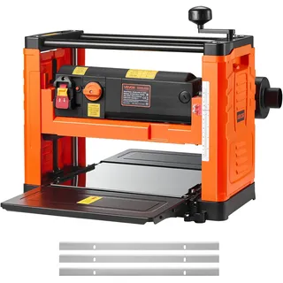VEVOR Dickenhobel, 2 Gang, 330 mm breiter Arbeitstisch, Hobelmaschine, drei Klingen, 2000 W, 23500 U/min, leistungsstarker Motor, Doppelrollen, Überrollschutz, Holzbearbeitung für Hart- & Weichholz
