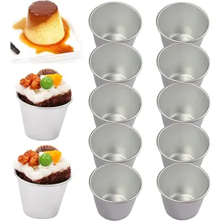 Symphonyw Puddingformen, 10 Stück Aluminium-Muffinformen, Dariol-Formen, antihaftbeschichtet, Mini-Backförmchen, Becken, Eierkuchen, Cupcake-Formen