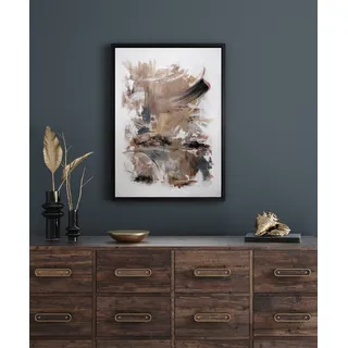 Leinwandbild QUEENCE "Abstrakt Braund und Grau", braun (farbe rahmen: schwarz, farbe bild(er): schwarz), B:40cm H:60cm T:2cm, Canvas, Holzrahmen, Bilder, Leinwandbild, mit einem Schattenfugenrahmen veredelt