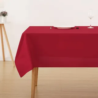 Deconovo Tischdecken Rot 130 x 160 cm Abwaschbar Fleckschutz | 1er Set, Dauerhaft, Rechteckig, Gartentisch, Lotuseffekt, Wasserabweisend, Kratzfest, Haushalt, für Wohnzimmer Balkon