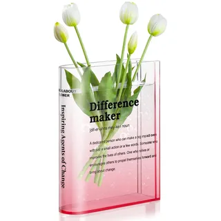 BuyCard Transparente Buchvase Für Blumen, Acryl-Buchvase, Transparente Buchblumenvase Für Heimdekoration, Einfache BüCherregal Dekoration, Einzigartige Vase Für Buchliebhaber.