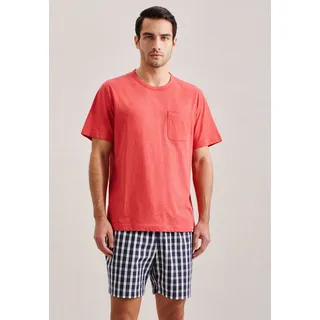 Pyjama SEIDENSTICKER "Schwarze Rose", Herren, Gr. M, rot (dunkelblau), 100% Baumwolle, kariert, Homewear-Sets Pyjama