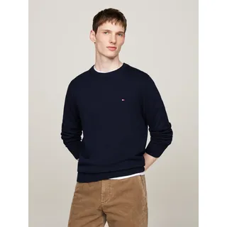 Rundhalspullover TOMMY HILFIGER "PIMA ORG CTN CASHMERE CREW NECK", Herren, Gr. L (52), blau (desert sky), Obermaterial: 92% Baumwolle, 8% Kaschmir, Rundhals, Pullover Rundhalspullover