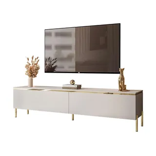 lookway Aurora TV-Lowboard 180x46x40 cm Goldfarben/Beige Metall