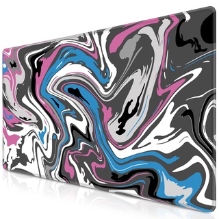 Abetcabe Gaming Mauspad XXL, Mousepad 900 x 400mm, Fluid Art Mauspad groß Vernähte Kanten WassXerdicht Anti-Rutsch für PC, Laptop Verbessert Präzision und Geschwindigkei