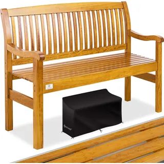 KESSER® Gartenbank Holz Holzbank wetterfest | Für 3 bis 4 Personen | Parkbank aus Massivholz | Sitzbank 320 kg belastbar | Balkonbank Bank für Balkon Terrasse & Garten inkl. Cover - Hellbraun