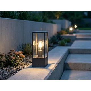 Sockelleuchte zur Garten Wegbeleuchtung modern Außenlampen in Anthrazit, H: 40cm - Grau, Transparent