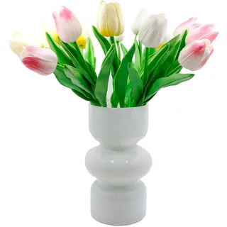 Geometrische Glasvase, Moderne Vasen Hydroponische Glasblumenvase, Tulpenvase Blumenvase Glas, Dekorative Vase für Haus Büro Hochzeit (Weiß)
