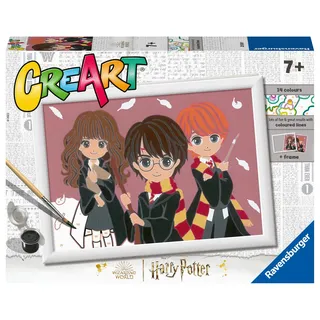 Ravensburger - CreArt Serie D, Harry Potter Das magische Trio, Malen nach Zahlen, Malset für Kinder, inklusive Rahmen, Lernspiel, Geschenkidee für Jungen und Mädchen 7+ Jahre, 27 x 20 cm