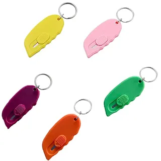 Mini Schrumpfpapier Box Öffner Briefschneider,5 Stück Box Cutter Brieföffner Tragbar Kartonöffner Schlüsselanhänger Wrapping Paper Cutter Safety Blade Box Öffner