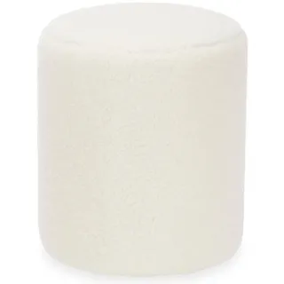 Giftdecor Sitzhocker Teddy Ø 32 cm , Weiß , Textil , 32x36x32 cm , Wohnzimmer, Sessel, Hocker & Hockerbänke, Poufs