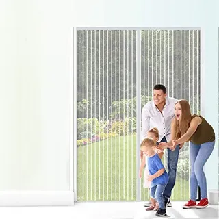 Yurun® Magnet Fliegengitter Tür Terrassentür Insektenschutzrollo, Moskitonetz Magnetverschluss Full Frame Automatisches Schließen, für Türen/Patio, Weiß 135x235cm