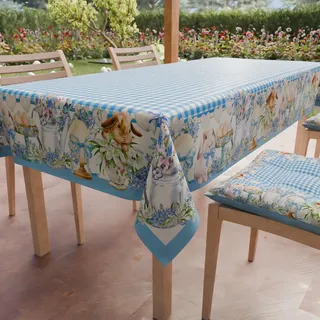 PETTI Artigiani Italiani - Tischdecke für Ostern, schmutzabweisend, rechteckig, für Ostern, Küche, Design Vichy X24, Sitzer (140 x 450 cm), 100% Made in Italy