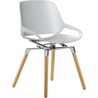 Aeris Besucherstuhl , Weiß, Eichefarben, Chromfarben , Holz, Metall, Kunststoff , Eiche , massiv , Rundrohr , 50x72x52 cm , Fsc, Made in Germany , Typenauswahl, Wippfunktion , Büromöbel, Bürostühle, Besucherstühle