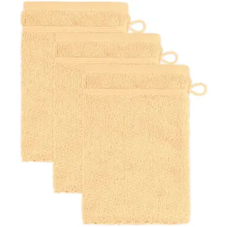 Frottana Pearl Waschhandschuh 15 x 20 cm gelb 3 St.