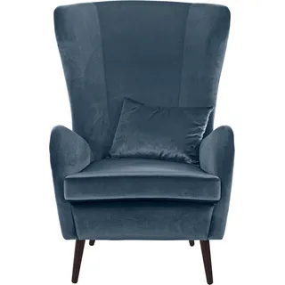 Home affaire Sessel »Sallito, TV-Sessel, Ohrensessel mit« Hocker, in vielen Bezugsqualitäten, auch in Samtcord, blau
