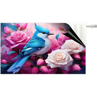 Dekorative Heizkörperabdeckung Magnetmatte Bunter Vogel in Blumen