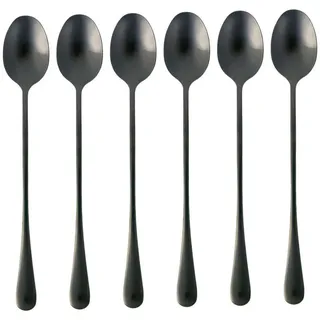 Intirilife Löffel 19 cm (6er-Set) , Schwarz , Metall , Besteck, Löffel