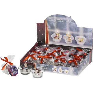 No Brand 00045 Weihnachtskerze aus Glas, mehrfarbig, 6,5 x 3 cm