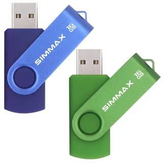 SIMMAX USB Stick 2 Stück 16GB Memory Stick Swivel-Design USB-Flash-Laufwerke Zip-Laufwerke (16GB Blau Grün)