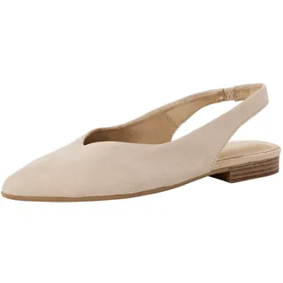 TAMARIS Damen Sling Pump mit Blockabsatz Leder, beige, 38 EU