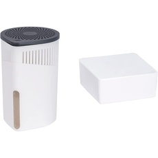 WENKO Raumentfeuchter Drop Weiß 1000 g - Luftentfeuchter Fassungsvermögen: 1.6 l, Kunststoff (ABS), 15 x 23 x 15 cm, Weiß & Nachfüller Raumentfeuchter Cube, 500 g Granulatblock, 10 x 5 x 10 cm, Weiß