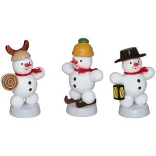 Weihnachtsdekoration Schneemanntrio III bunt Höhe 6cm NEU Schnee Eismann