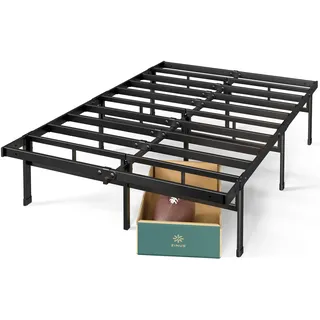 Zinus Justin Bett 160 x 190 cm – Bettgestell 36 cm hoch mit Stauraum unter dem Bett – Plattformbett aus Metall – Schwarz