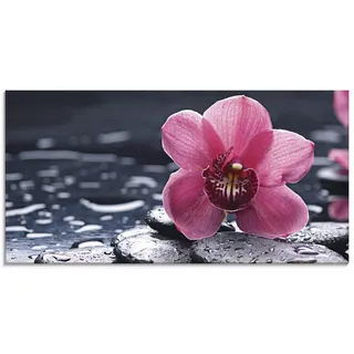 ARTland Wanddeko Glasbilder Wandbild Glas Bild einteilig 60x30 cm Querformat Asien Natur Botanik Blumen Blüten Orchideen Zen Entspannung Pink T9MN