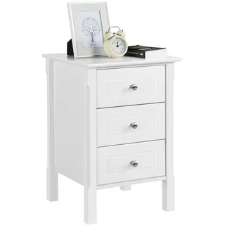 Yaheetech Nachttisch Nachtschrank Nachtkonsole für Boxspringbett, Nachtkommode Beistelltisch 60cm hoch, weiß