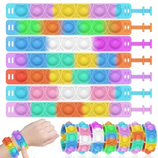 EIYVPRA 15 Stück Einstellbar Bubble Fidget Armband Spielzeug, Bubble Silikon Pop It Fidget Toys Sensorik Spielzeug Armband, Give Aways Kindergeburtstag, Kinder Jungen Mädchen Stressabbau(tragen)