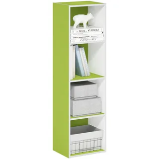 Furinno Pasir 4-stufiges Bücherregal mit offenem Regal, Grün/Weiß