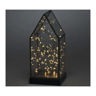 LED Glasaterne Konstsmide Haus H 24,5 cm 80 LEDs Lichtfarbe bernstein batteriebe