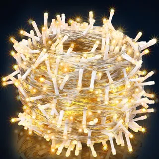 MONZANA® Lichterkette 600 LED 60m Innen Außen IP44 Stromsparend Stecker Leuchtkette Weihnachten Weihnachtsbeleuchtung Weihnachtsdeko Girlande Warmweiß - Schwarz