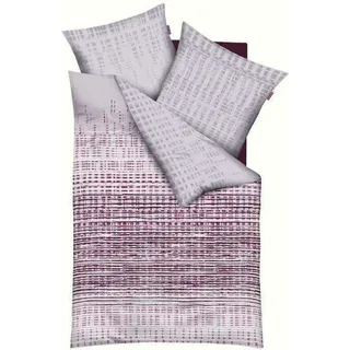 Kaeppel Mako-Satin Bettwäsche Interactive Gestreift Grau Grün Anthrazit 155x220 cm + 80x80 cm - Grau