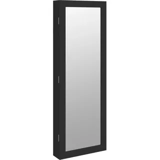 vidaXL Spiegel-Schmuckschrank mit LED-Beleuchtung Wandmontage Schwarz - Schwarz