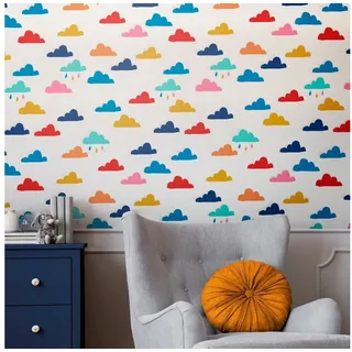 Joules Vliestapete Whatever the Weather White/Rainbow, glatt, Motiv, (1 St), Motiv bunt