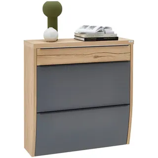 Dieter Knoll Schuhkipper , Grau, Eichefarben , Holzwerkstoff , furniert, massiv , 1 Fächer , 1 Schublade(n) Schubladen , 92x95x31 cm , Made in Germany , Typenauswahl, Beimöbel erhältlich, hängend , Holzmöbel, Garderobe Holz, Schuhkipper Holz
