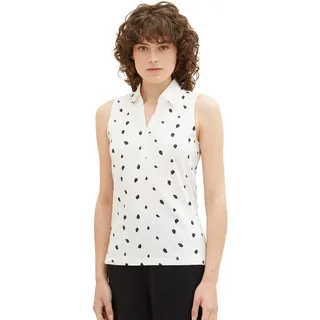 TOM TAILOR Damen 1037379 Polo Top, 32675-Offwhite Navy Dot Design, 3XL