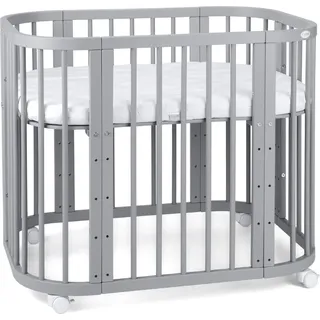 Waldin Babybett 5in1, Beistellbett aus Holz, Matratze, Belüftet