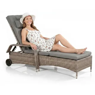 Mucola Sonnenliege Rattan Gartenliege Rattanmöbel Terrassen Liege Balkon Saunaliege Bäderliege Relaxliege Strandliege - Grau - Grau