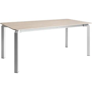 Beliani Gartentisch 180 x 90 x 76 cm Stein Travertinoptik Beige/Weiß